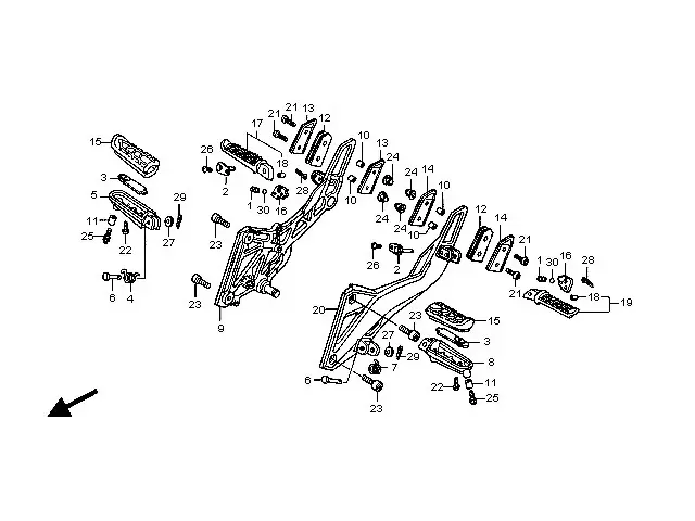 Estribera trasera derecha Honda CBR600F 2011 - 2013