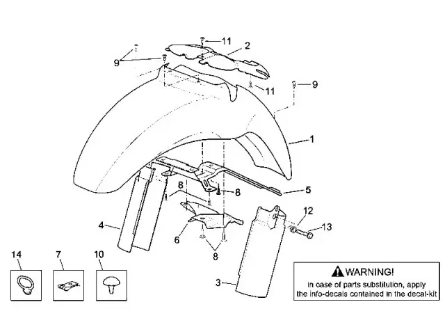 Aleta delantera Aprilia Scarabeo 125cc., 150cc. y 200cc 1999 - 2004