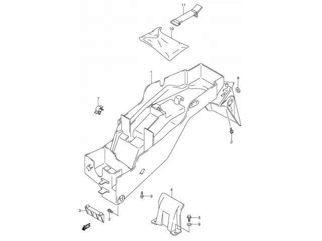 Aleta pase rueda inferior Suzuki gsx 600 r 2001 - 2003