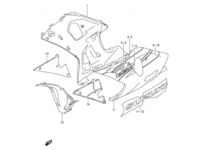 Faldon derecho Suzuki gsx 600 r 2001 - 2003