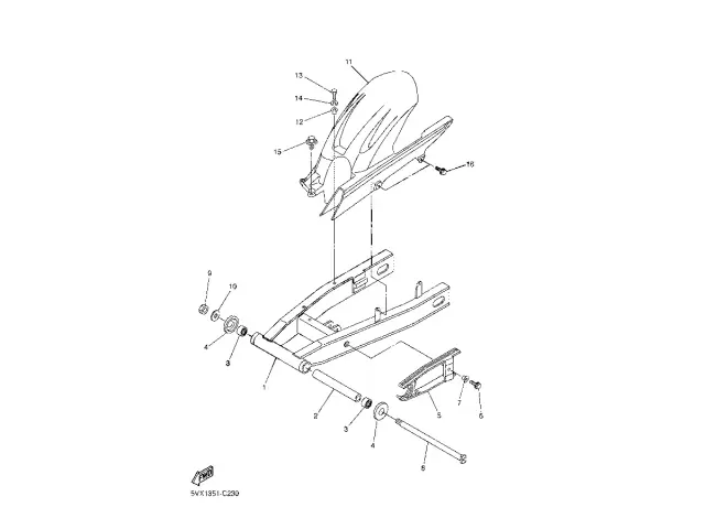 Aleta pase rueda inferior Yamaha FZ6 N 600 2004 - 2006