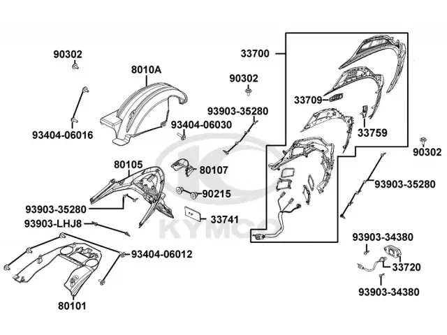 Aleta pase rueda inferior Kymco Grand Dink 300i ABS 2016 - 2020