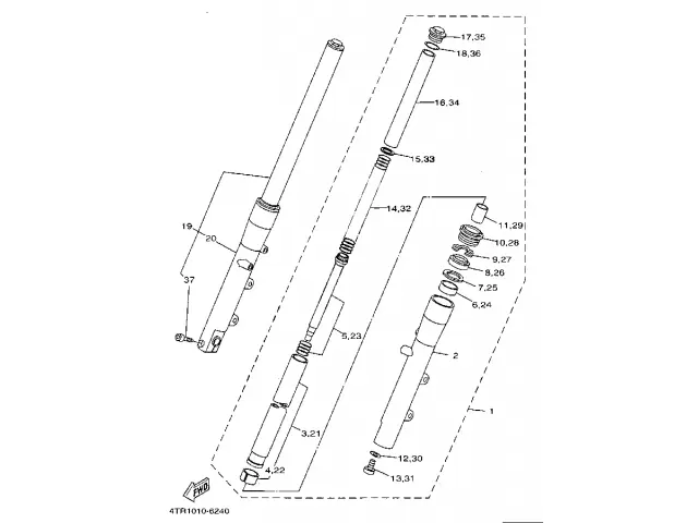 Barra completa derecha Yamaha Drag Star 650 1997 - 2001