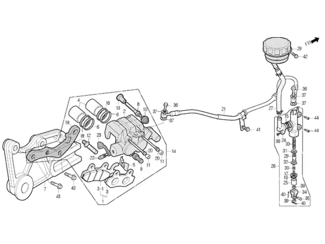Pinza freno trasera Daelim Roadwin 125R VJF 2007 - 2016
