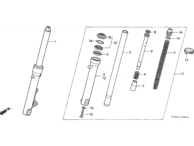 Barra completa derecha Honda ns1 80 1992-2000