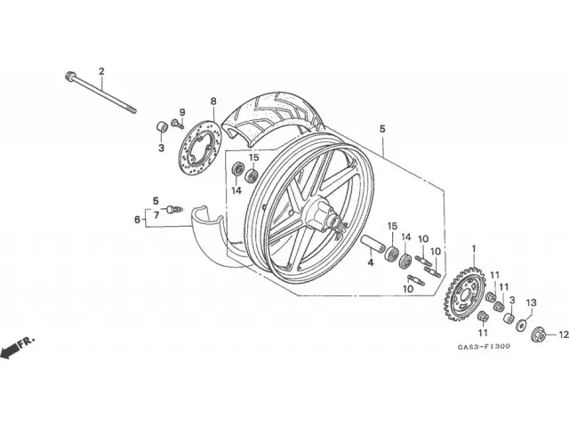 Rueda trasera Honda ns1 80 1992-2000