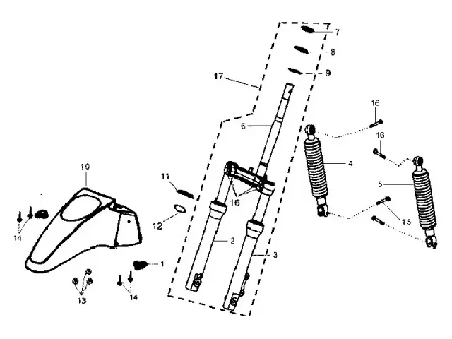 Barra completa izquierda Sym HD 125 2003 - 2006
