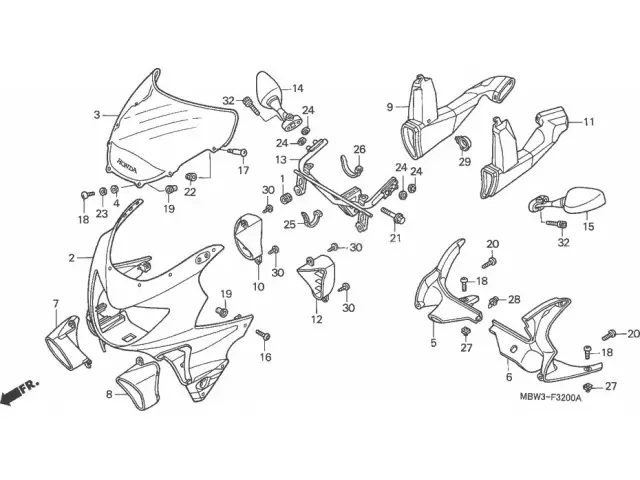 Rejilla toma aire izquierda Honda cbr 600 1999 - 2000