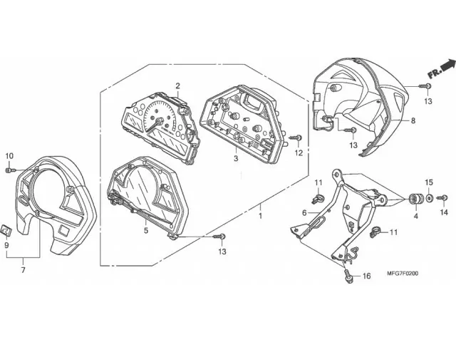 Embellecedor superior relojes Honda hornet 600 2007-2010