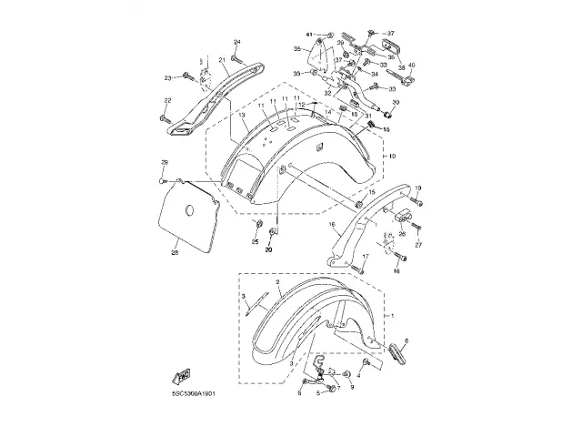 Soporte intermitente trasero  Yamaha Drag Star 650 1997 - 2001
