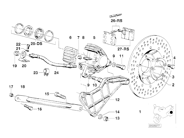 Soporte pinza freno trasera Bmw R100 RT 1976 - 1984