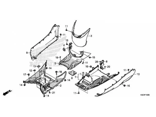 Embellecedor bajo asiento superior Honda SH300i 2017 - 2020